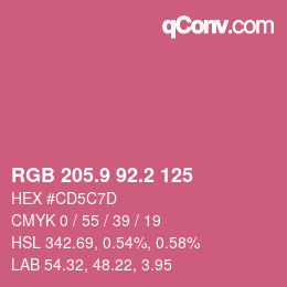 カラーコード: RGB 205.9 92.2 125 | qconv.com