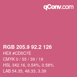 カラーコード: RGB 205.9 92.2 126 | qconv.com