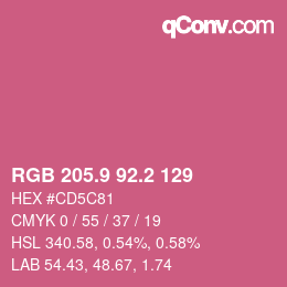 カラーコード: RGB 205.9 92.2 129 | qconv.com
