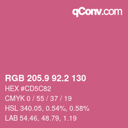 カラーコード: RGB 205.9 92.2 130 | qconv.com