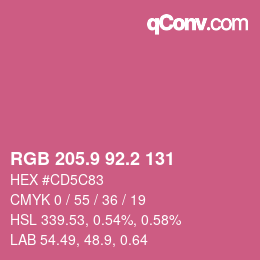 カラーコード: RGB 205.9 92.2 131 | qconv.com