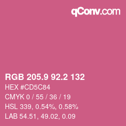 カラーコード: RGB 205.9 92.2 132 | qconv.com