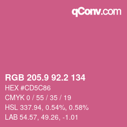 カラーコード: RGB 205.9 92.2 134 | qconv.com