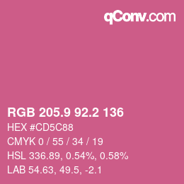 カラーコード: RGB 205.9 92.2 136 | qconv.com