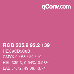 カラーコード: RGB 205.9 92.2 139 | qconv.com