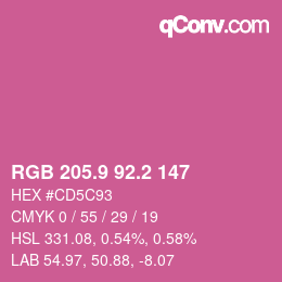 カラーコード: RGB 205.9 92.2 147 | qconv.com