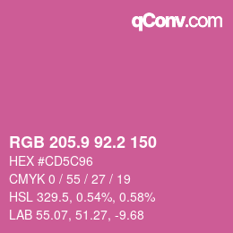 カラーコード: RGB 205.9 92.2 150 | qconv.com