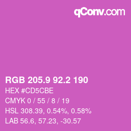 カラーコード: RGB 205.9 92.2 190 | qconv.com