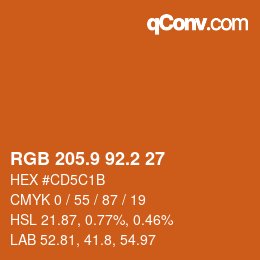 カラーコード: RGB 205.9 92.2 27 | qconv.com