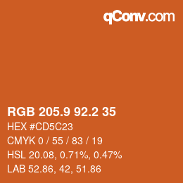 カラーコード: RGB 205.9 92.2 35 | qconv.com