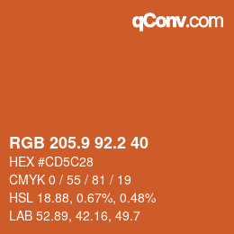 カラーコード: RGB 205.9 92.2 40 | qconv.com