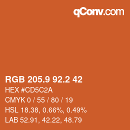 Color code: RGB 205.9 92.2 42 | qconv.com