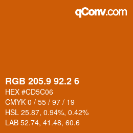 カラーコード: RGB 205.9 92.2 6 | qconv.com
