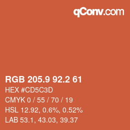 Color code: RGB 205.9 92.2 61 | qconv.com