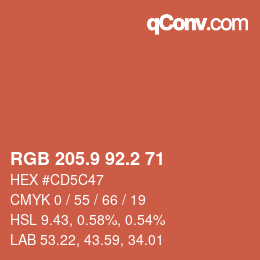 Color code: RGB 205.9 92.2 71 | qconv.com