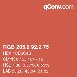 Farbcode: RGB 205.9 92.2 75 | qconv.com