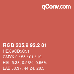 Color code: RGB 205.9 92.2 81 | qconv.com