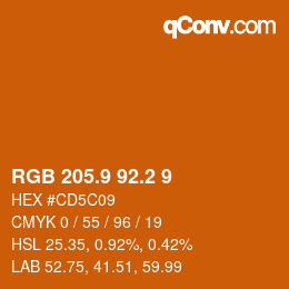Color code: RGB 205.9 92.2 9 | qconv.com