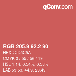 Color code: RGB 205.9 92.2 90 | qconv.com
