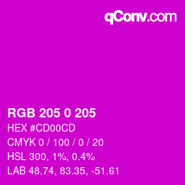 Code couleur: RGBA 205 0 205 1 | qconv.com