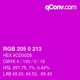 Color code: RGB 205 0 213 | qconv.com