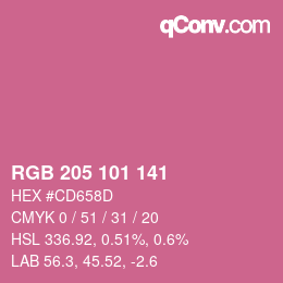 Color code: RGB 205 101 141 | qconv.com