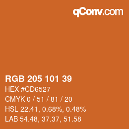 Color code: RGB 205 101 39 | qconv.com