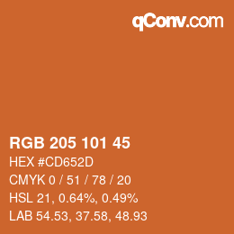 カラーコード: RGB 205 101 45 | qconv.com