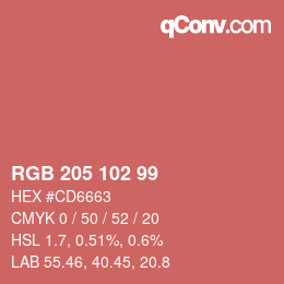 Color code: RGB 205 102 99 | qconv.com
