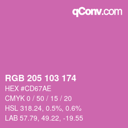 Color code: RGB 205 103 174 | qconv.com