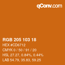Color code: RGB 205 103 18 | qconv.com