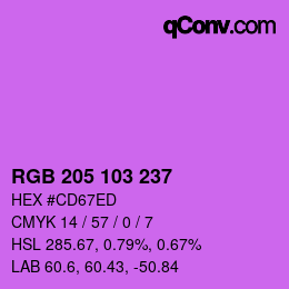 Color code: RGB 205 103 237 | qconv.com