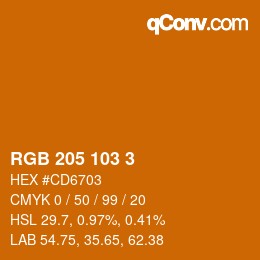 カラーコード: RGB 205 103 3 | qconv.com