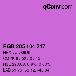 Color code: RGB 205 104 217 | qconv.com