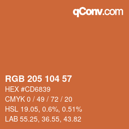 Código de color: RGB 205 104 57 | qconv.com