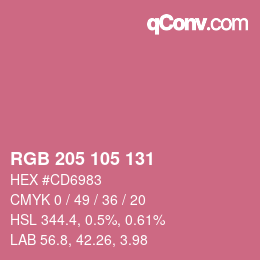 カラーコード: RGB 205 105 131 | qconv.com