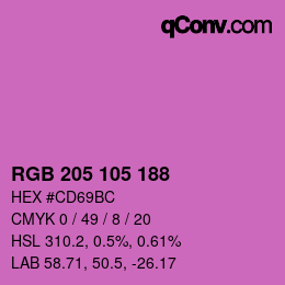 Color code: RGB 205 105 188 | qconv.com