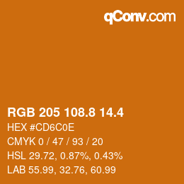カラーコード: RGB 205 108.8 14.4 | qconv.com