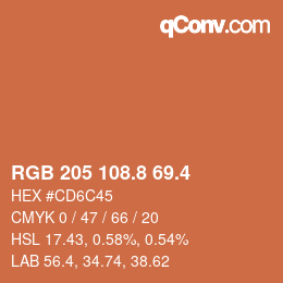カラーコード: RGB 205 108.8 69.4 | qconv.com