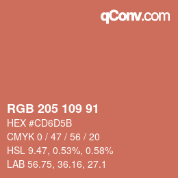 Farbcode: RGB 205 109 91 | qconv.com