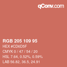 カラーコード: RGB 205 109 95 | qconv.com