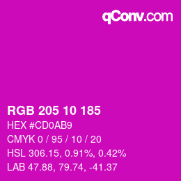 Color code: RGB 205 10 185 | qconv.com