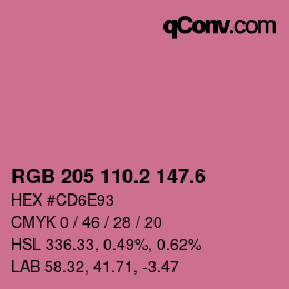 カラーコード: RGB 205 110.2 147.6 | qconv.com