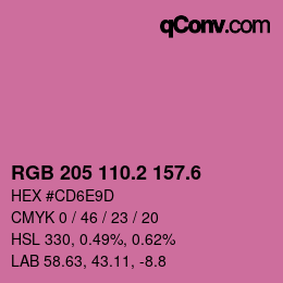 カラーコード: RGB 205 110.2 157.6 | qconv.com