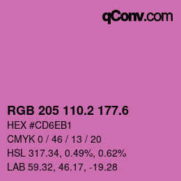 カラーコード: RGB 205 110.2 177.6 | qconv.com
