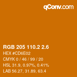 カラーコード: RGB 205 110.2 2.6 | qconv.com