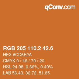 カラーコード: RGB 205 110.2 42.6 | qconv.com