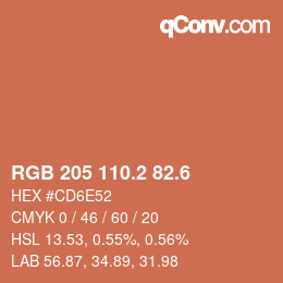 カラーコード: RGB 205 110.2 82.6 | qconv.com