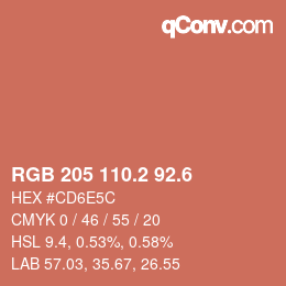 カラーコード: RGB 205 110.2 92.6 | qconv.com
