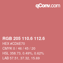 カラーコード: RGB 205 110.6 112.6 | qconv.com